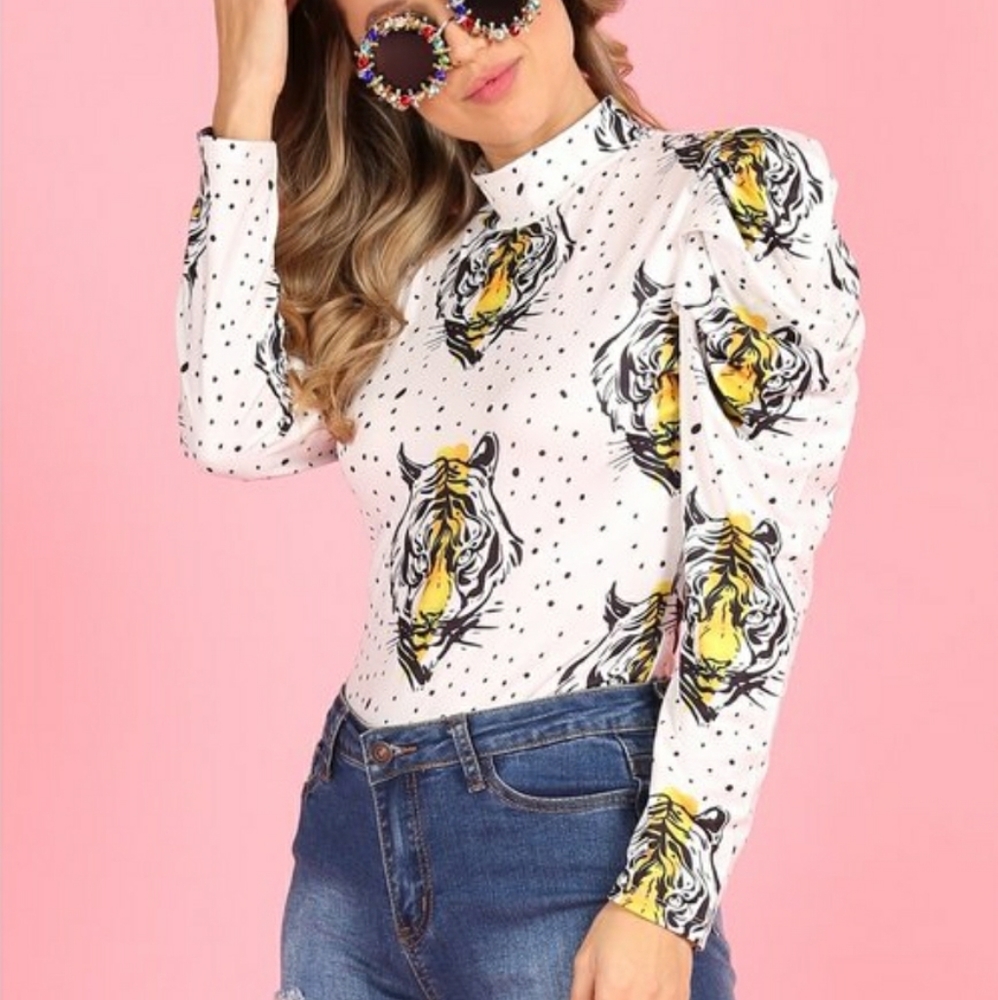 Tiger  mock neck bodysuit